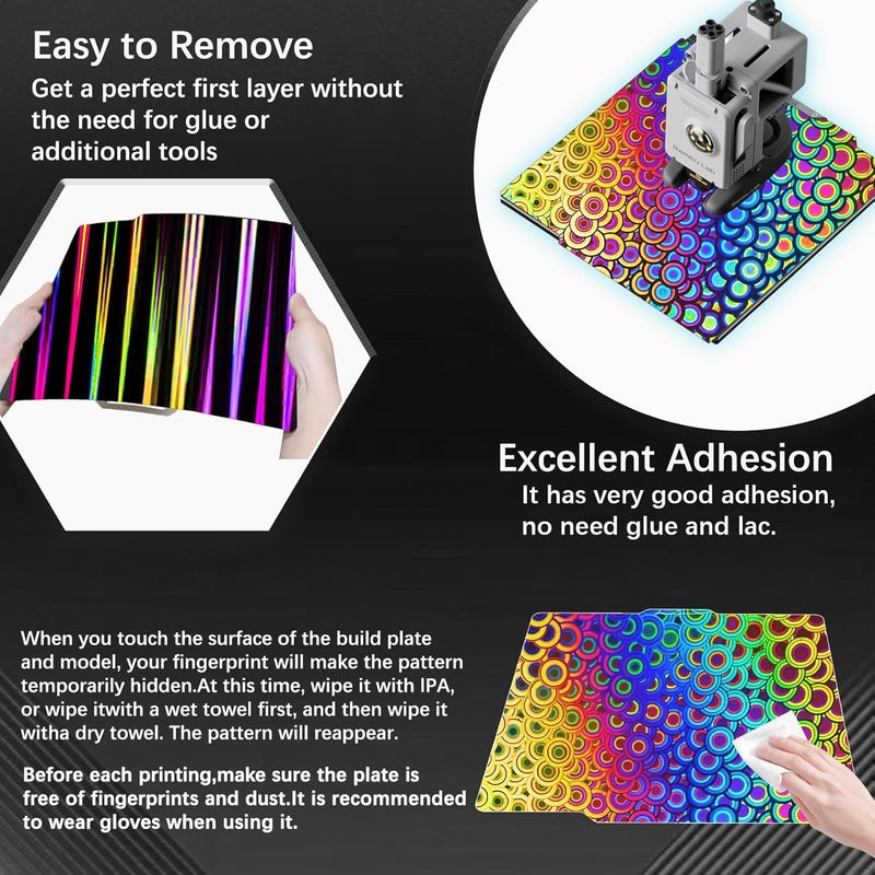 Wefuit JUUPINE 257x257mm Bambu Lab Build Plate for Bambu Lab A1/P1P/P1S /P2S/X1/X1C/X1E/3D Printer, 3D Printer Flexible Spring Steel Sheet Removable Platform (Smooth Kaleidoscope+Smooth Light Beam) - Image 3